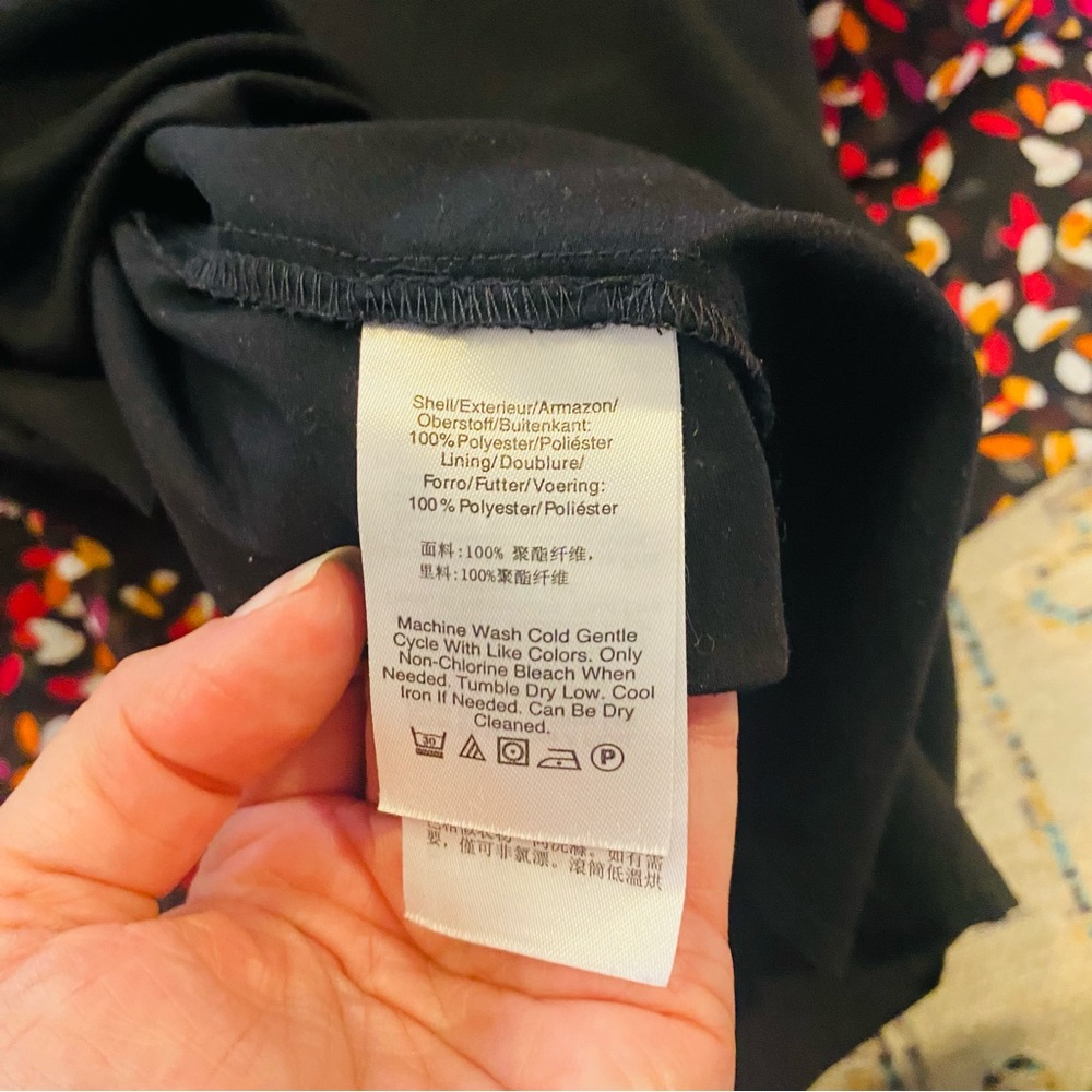 Donna Karan New York Women's Multi-Color Black Asymmetrical Hem Dress Size 2 - Picture 5 of 5